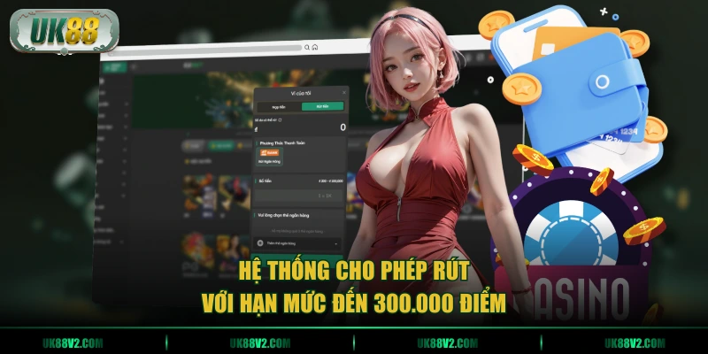 Hệ thống cho phép rút với hạn mức đến 300.000 điểm